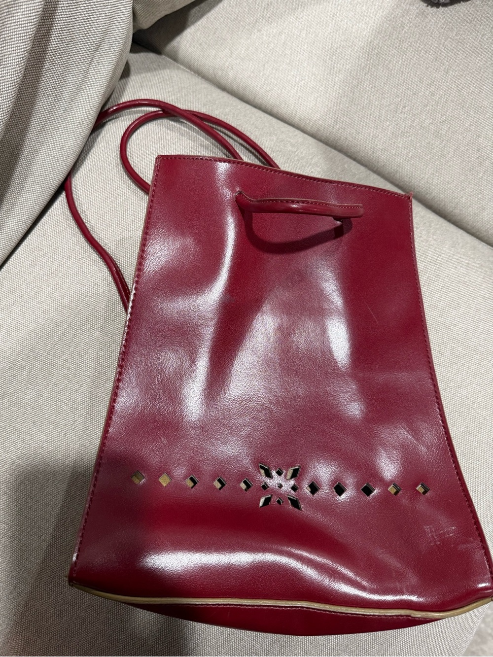 Mondani Burgundy Faux Leather backpack purse